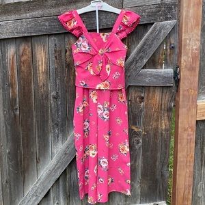 Excellent condition Girl’s Floral Knitworks Crop Top & Palazzo Pants Set